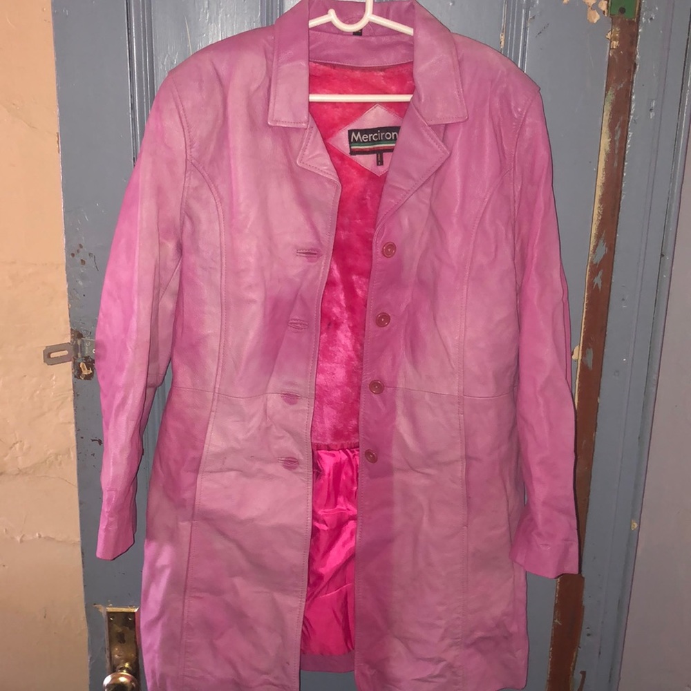 Pink Real Leather Jacket